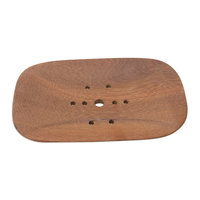 Wood soap dish, 'Naturally Clean' - Reclaimed Wood Soap Dish from Bali