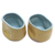 Ceramic teacups, 'Yellow Squeeze' (pair) - Rustic Ceramic Teacups from Java (Pair)