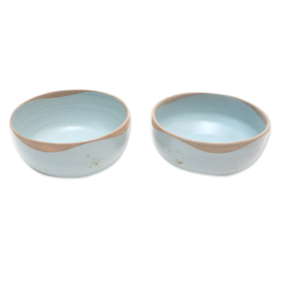 Keramik-Dessertschalen, (Paar) - Rustikale Keramikschalen aus Java (Paar)