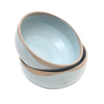 Ceramic dessert bowls, 'Blue Bounty' (pair) - Rustic Ceramic Bowls from Java (Pair)
