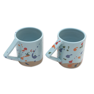 Tazas de cerámica, (par) - Tazas de cerámica multicolor de Java