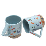 Ceramic mugs, 'Rainbow Splash' (pair) - Multicolored Ceramic Mugs from Java