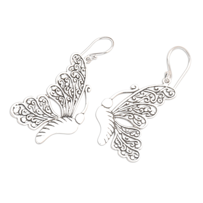 Sterling silver dangle earrings, 'Soaring High' - Sterling Silver Dangle Earrings with Butterfly Motif