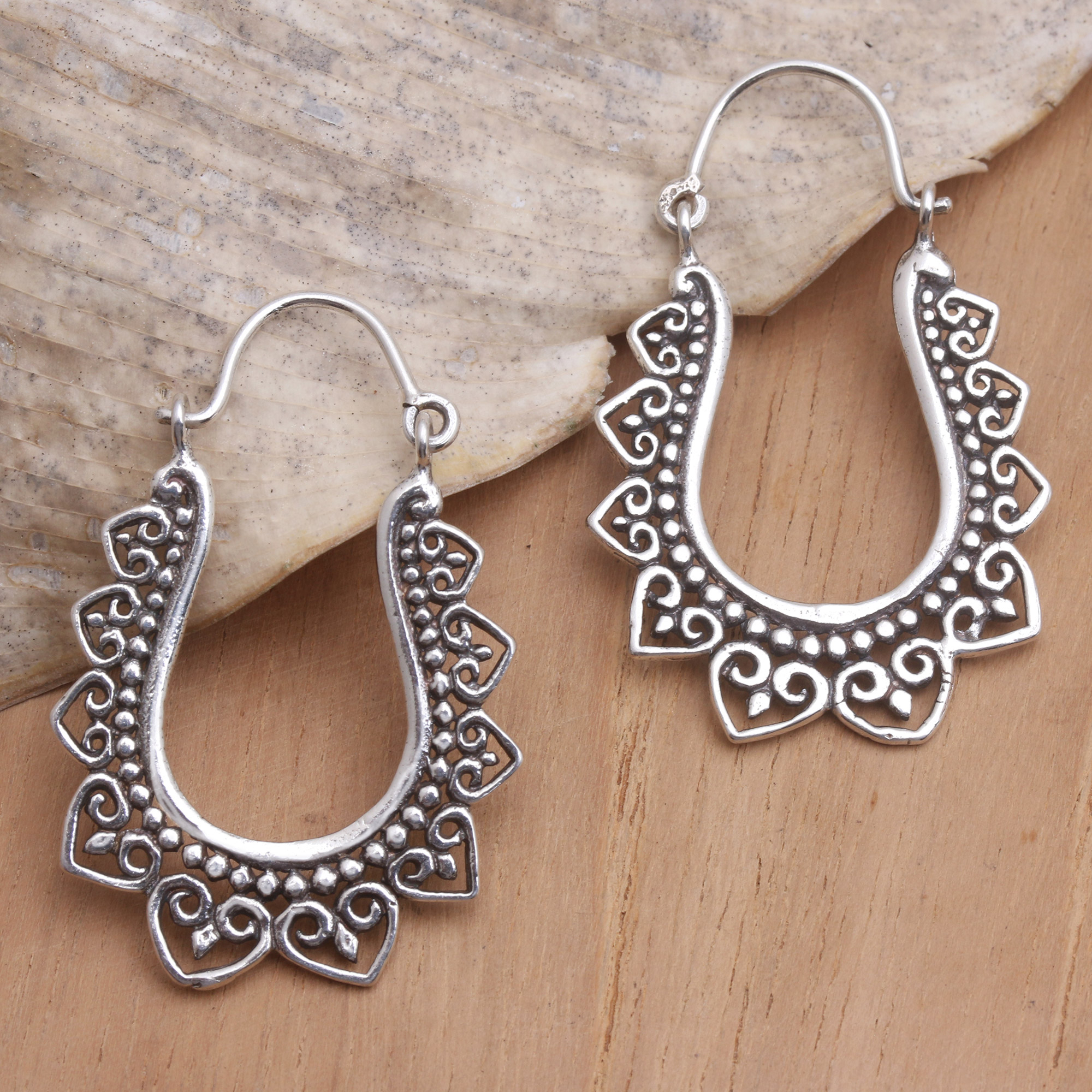 Handmade Sterling Silver Hoop Earrings from Bali - Nice to Meet You | NOVICA