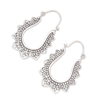 Sterling silver hoop earrings, 'Nice to Meet You' - Handmade Sterling Silver Hoop Earrings from Bali