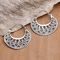 Sterling silver hoop earrings, 'Sway with Me' - Artisan Crafted Sterling Silver Hoop Earrings