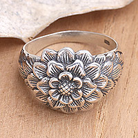 Sterling silver domed ring, 'Bloom of Youth'