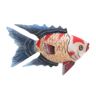 Handmade Jempinis Wood Koi Fish Statuette