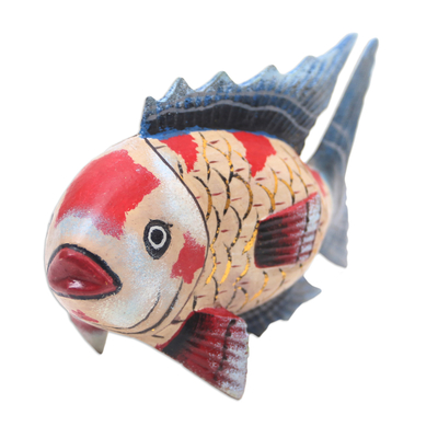 Holzstatuette - Handgefertigte Jempinis-Koi-Fisch-Statuette aus Holz