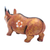 estatuilla de madera - Estatuilla de rinoceronte de madera de suar con acento floral
