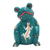 Wood statuette, 'Daydreaming Frog' - Suar Wood Frog Statuette with Lizard Motif