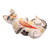 Wood statuette, 'Cat and Koi' - Hand Crafted Suar Wood Cat Statuette