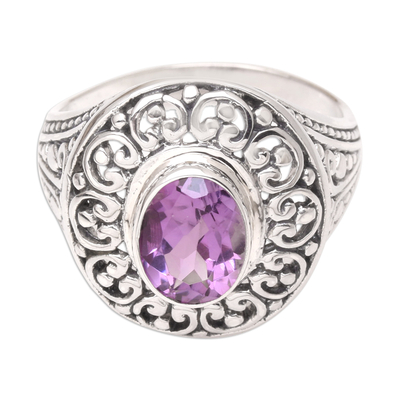 Amethyst cocktail ring, 'Bali Idyll' - Amethyst Cocktail Ring from Bali