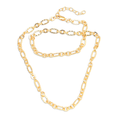 Gold-plated chain necklace, 'Shimmering Soul' - 18k Gold-Plated Sterling Silver Chain Necklace from Bali