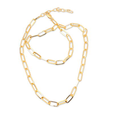 Collar de cadena bañado en oro - Collar cadena balinesa de plata de primera ley con baño de oro de 18k