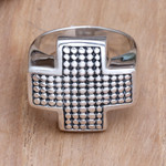 Men's ring, 'Saving Grace' - Men's Sterling Cross Ring
