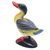 Wood statuette, 'Lucky Duck' - Hand-Painted Crocodile Wood Duck Statuette