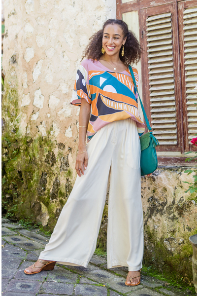 túnica de rayón - Top túnica rayón multicolor