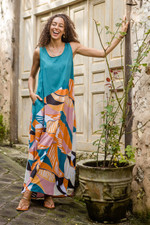 Sleeveless rayon maxi dress, 'Sunrise Vibes' - Long Printed Rayon Sundress