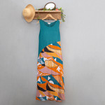 Sleeveless rayon maxi dress, 'Sunrise Vibes' - Long Printed Rayon Sundress