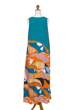 Sleeveless rayon maxi dress, 'Sunrise Vibes' - Long Printed Rayon Sundress