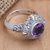 Gold-accented amethyst cocktail ring, 'Purple Crush' - Artisan Crafted Amethyst Ring