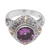 Gold-accented amethyst cocktail ring, 'Purple Crush' - Artisan Crafted Amethyst Ring thumbail