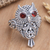 Gold accented garnet cocktail ring, 'Precious Owl' - Handcrafted Sterling Silver and Garnet Ring (image 2b) thumbail