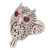 Gold accented garnet cocktail ring, 'Precious Owl' - Handcrafted Sterling Silver and Garnet Ring (image 2c) thumbail