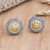 Pendientes de botón con detalles dorados - Aretes con detalles en oro de 18 k de Bali