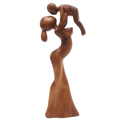 Escultura de madera - Escultura de madera madre e hijo