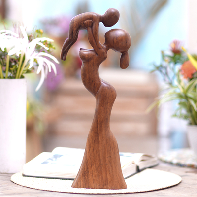 Escultura de madera - Escultura de madera madre e hijo