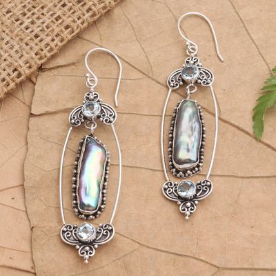 GEM'S BALLET 925 Sterling Silver Handmade Modern Earrings Natural Mystic  Quartz Topaz Drop Earrings for Women Wedding Jewelry