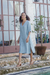 Linen tunic dress, 'Bright Sunday' - Balinese Blue Linen Tunic Dress with V-Neckline (image 2b) thumbail