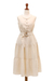 Linen tiered dress, 'Flawless' - Balinese Beige Linen Tiered Dress with Round Neck thumbail