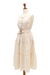 Linen tiered dress, 'Flawless' - Balinese Beige Linen Tiered Dress with Round Neck (image 2e) thumbail