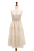 Linen tiered dress, 'Flawless' - Balinese Beige Linen Tiered Dress with Round Neck (image 2g) thumbail