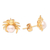 Gold-plated cultured pearl button earrings, 'Crafty Spider' - Cultured Pearl Earrings in 18k Gold (image 2b) thumbail
