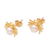 Gold-plated cultured pearl button earrings, 'Crafty Spider' - Cultured Pearl Earrings in 18k Gold (image 2c) thumbail