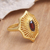 Gold-plated garnet cocktail ring, 'Web Magic' - Garnet Ring in 18k Gold-Plated Silver (image 2b) thumbail