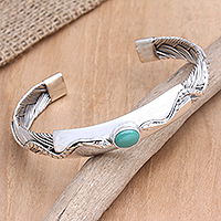 Sterling silver cuff bracelet, 'Snake Encounter' - Artisan Crafted Bracelet with Snake Motif