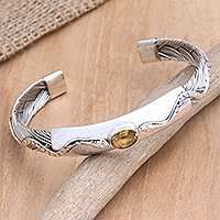 Citrine cuff bracelet, 'Snake Encounter' - Artisan Crafted Citrine Bracelet