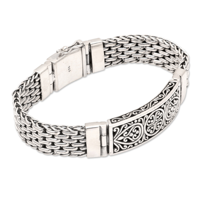 Men's sterling silver pendant bracelet, 'Rogue' - Men's Bracelet from Bali