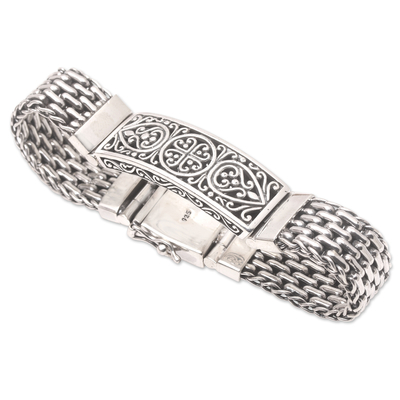Men's sterling silver pendant bracelet, 'Rogue' - Men's Bracelet from Bali