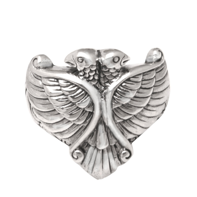 Men's sterling silver cocktail ring, 'Conquer the Skies' - Men's Sterling Silver Statement Ring with Bird Motif