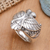 Men's sterling silver cocktail ring, 'Conquer the Skies' - Men's Sterling Silver Statement Ring with Bird Motif (image 2b) thumbail