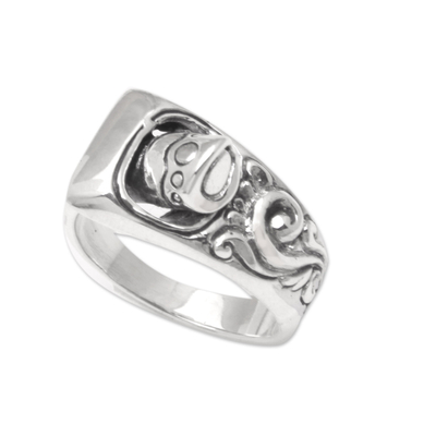 Sterling silver band ring, 'Finding the Way' - Handcrafted Sterling Silver Band Ring from Bali