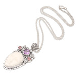 Amethyst and garnet pendant necklace, 'Woman of the Wilderness' - Artisan Crafted Amethyst and Garnet Pendant Necklace