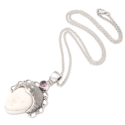 Amethyst pendant necklace, 'Royal Dance' - Handmade Sterling Silver and Amethyst Pendant Necklace