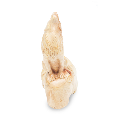 estatuilla de madera - Estatuilla de madera de hibisco hecha a mano con motivo de lobo